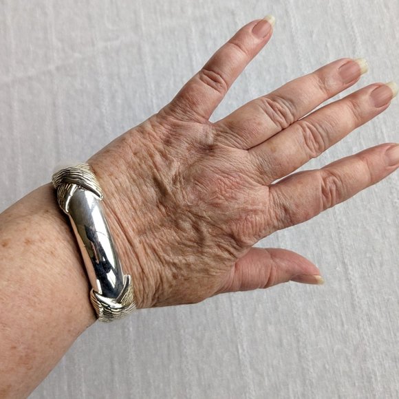 David Varsano 36g Big Electroform Bangle Bracelet, Sterling w Gold Vermeil - Picture 5 of 10